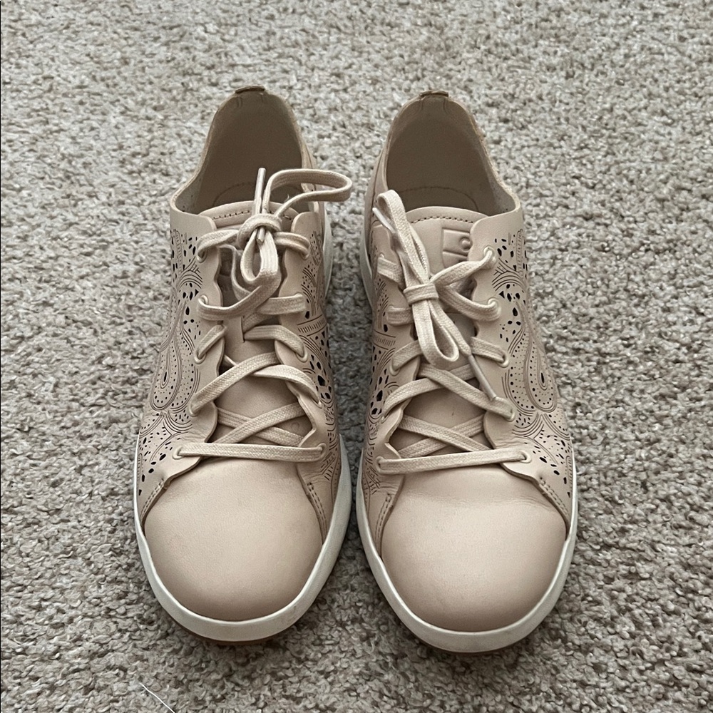 Cole Haan Beige Perforated Lace-Up Sneakers